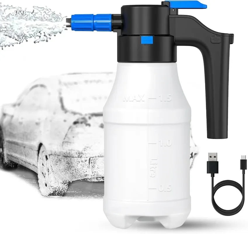 1.5L Car Wash Foam Sprayer Electric Pressurized Foam Cannon Multi-Purpose Snow Foam Car Wash Spray Car Home Cleaning Tool