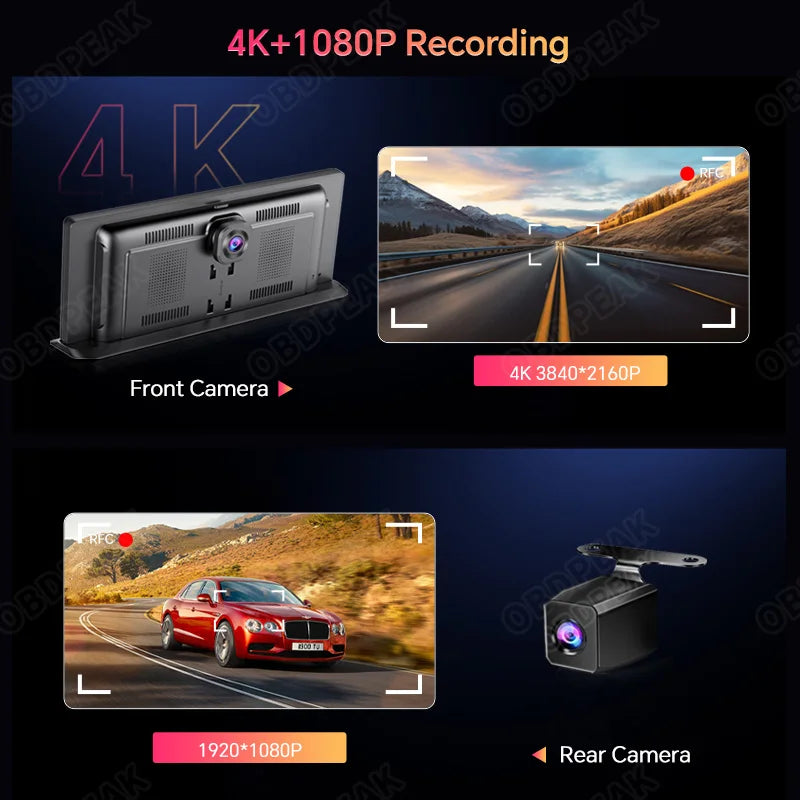 K2 Pro 11.3" Car DVR 4K Camera Wireless Carplay Android  Screen Dash Cam Dual Len Video Recorder GPS Navigation Dashboard